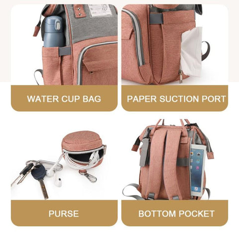 Multifunctional Diaper Bag with Changing Station & USB Charging