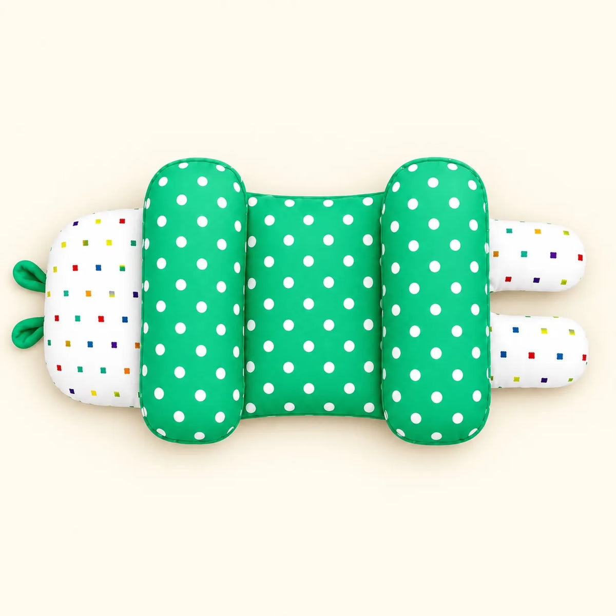 Adjustable Baby Head Shape Pillow Green Polka Dot in Pakistan