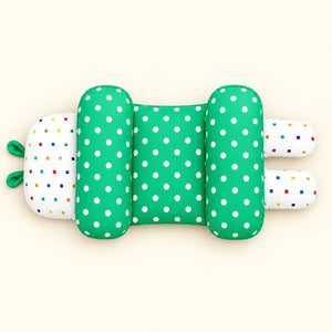 Adjustable Baby Head Shape Pillow Green Polka Dot in Pakistan