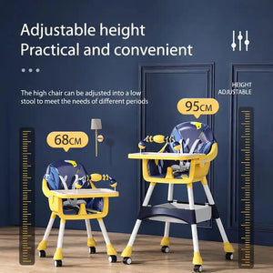 Adjustable Height Baby High Chair Showing High and Low Chair Conversion for Growing Children