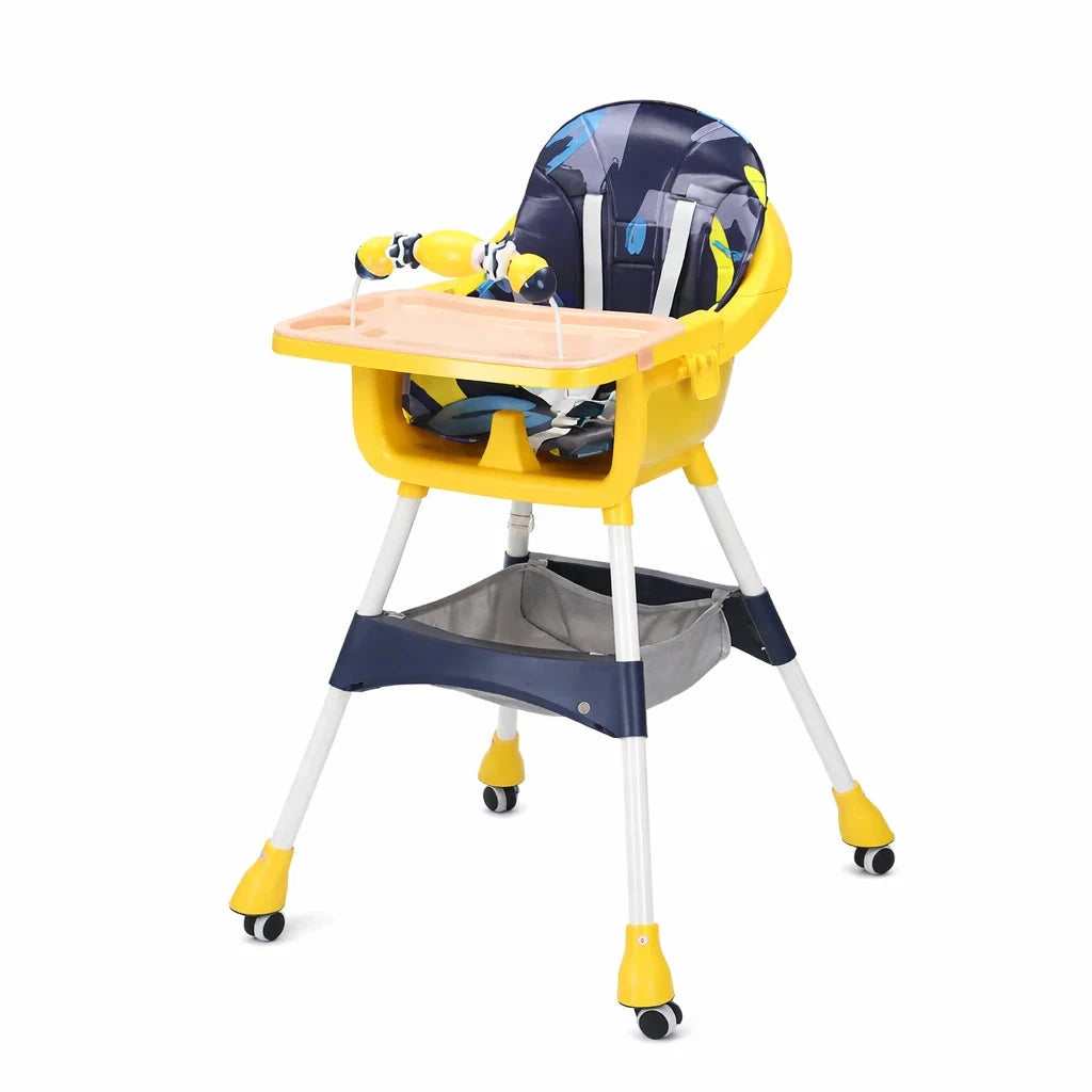 Adjustable Baby High Chair with Tray & Wheels