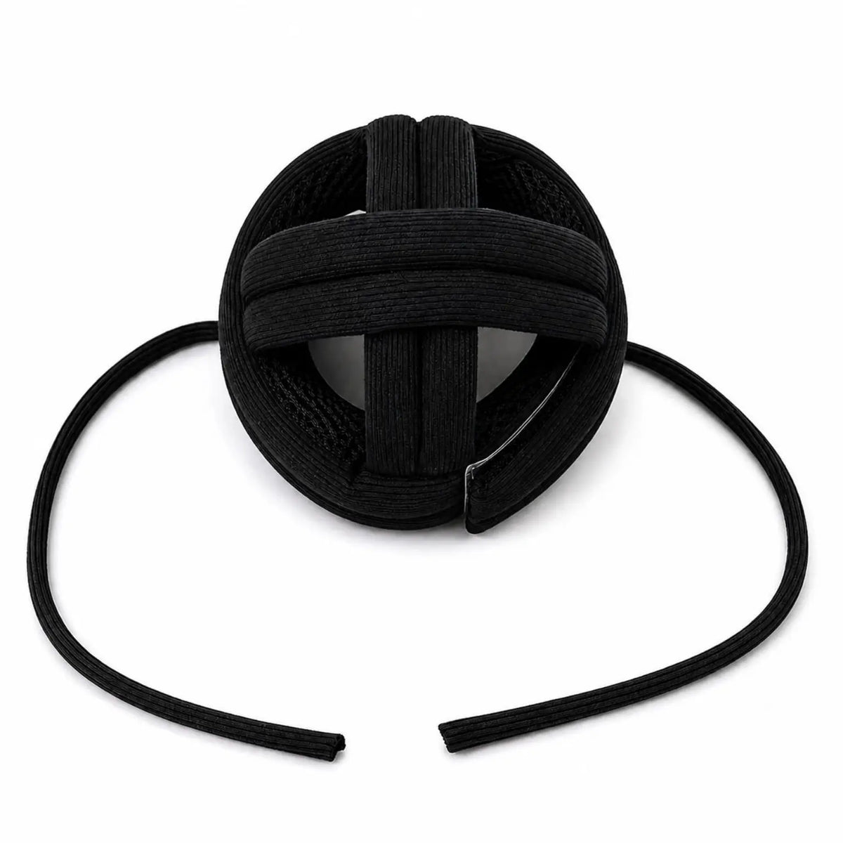 Black soft cushioned baby head safety helmet top view
