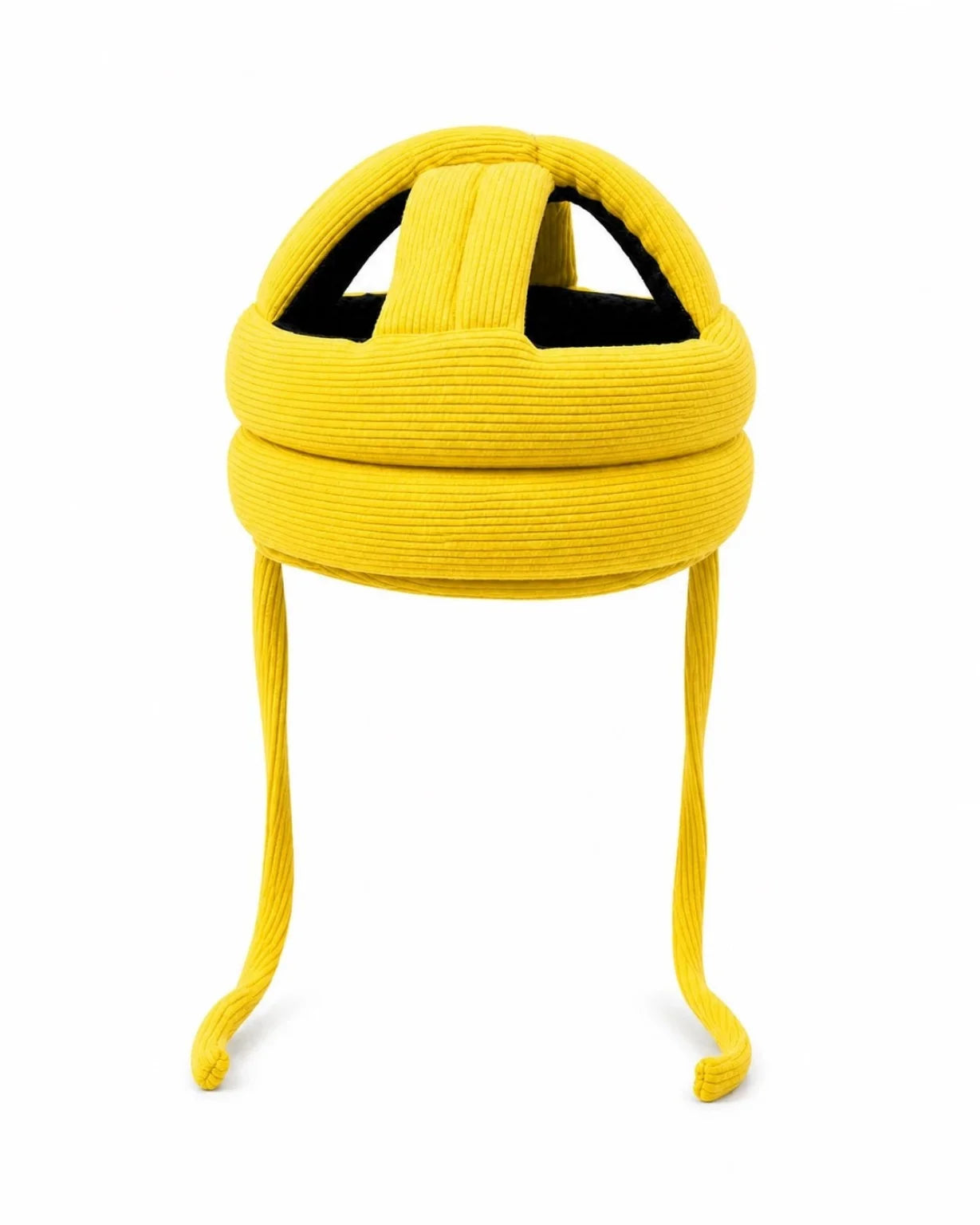 Yellow adjustable baby head safety helmet with padded protection design