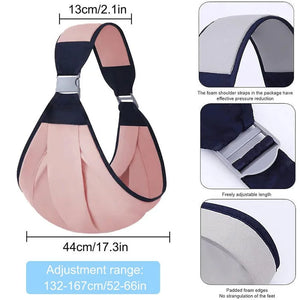 Adjustable baby sling carrier size and features – pink
