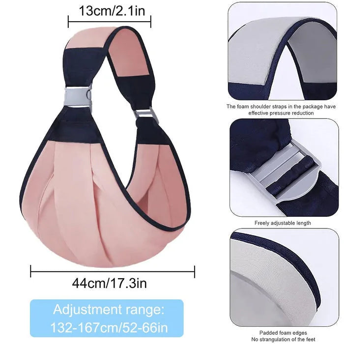 Adjustable baby sling carrier size and features – pink