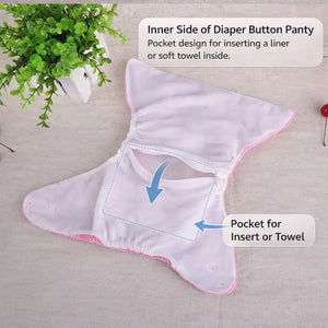 Baby Adjustable Button Diaper Panty Showing Inner Pocket for Liner or Soft Towel Insert