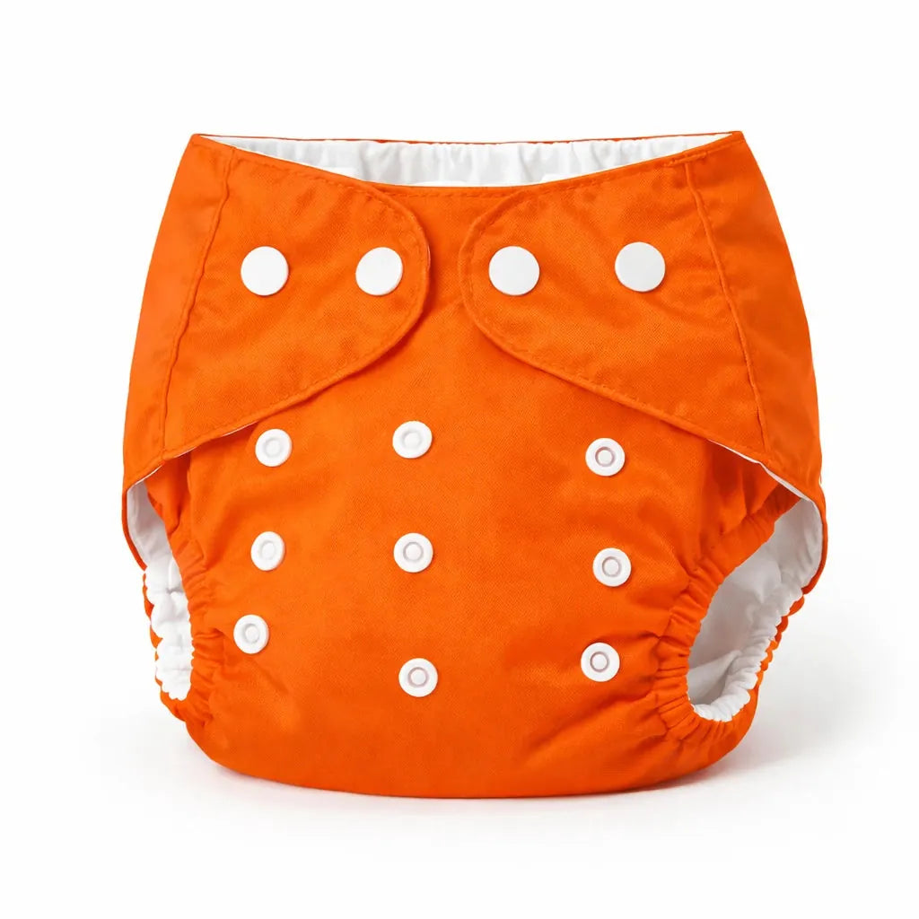 Orange Polka Dot Baby Adjustable Button Diaper Panty with Inner Pocket for Liner or Towel Insert