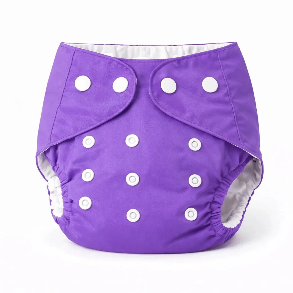 Purple Polka Dot Reusable Baby Button Diaper Panty with Adjustable Fit for 0 to 24 Months