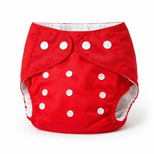 Red Polka Dot Baby Adjustable Button Diaper Panty with Reusable Pocket Design for 0 to 24 Months