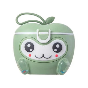 Green apple-shape baby milk powder container with portable carry handle