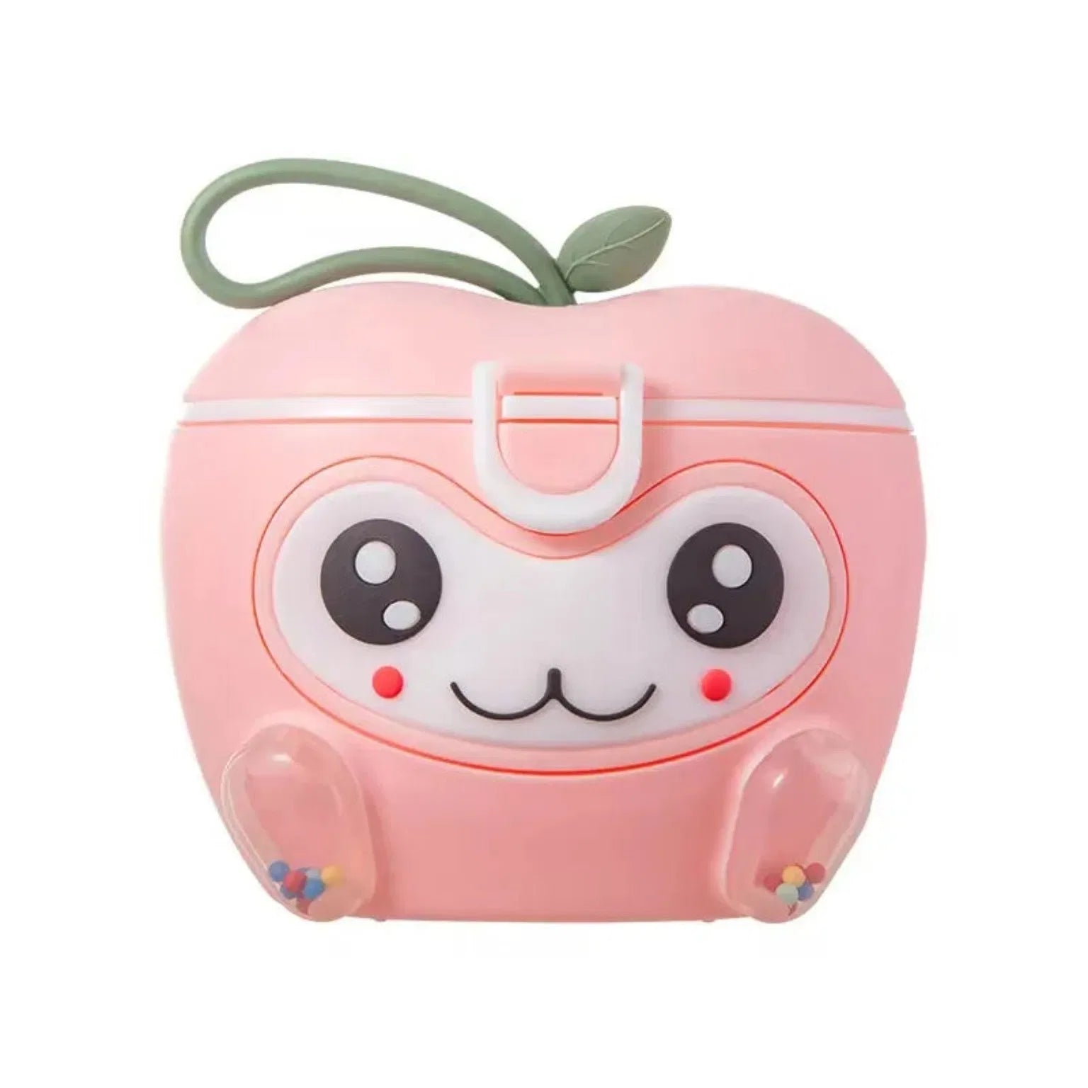 Pink apple-shape baby milk powder container with airtight storage design