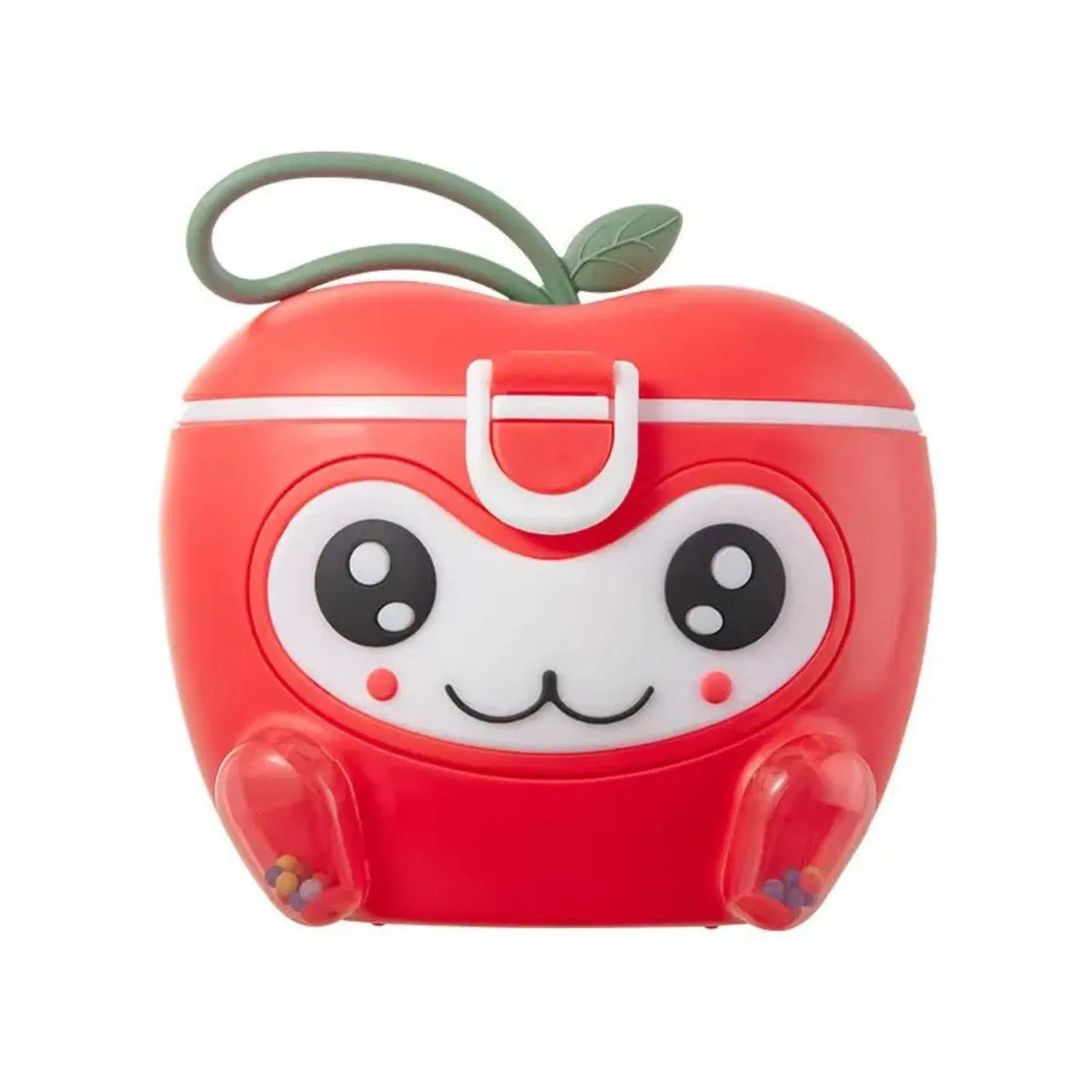 Red apple-shape baby milk powder container with secure top lock, 300g capacity