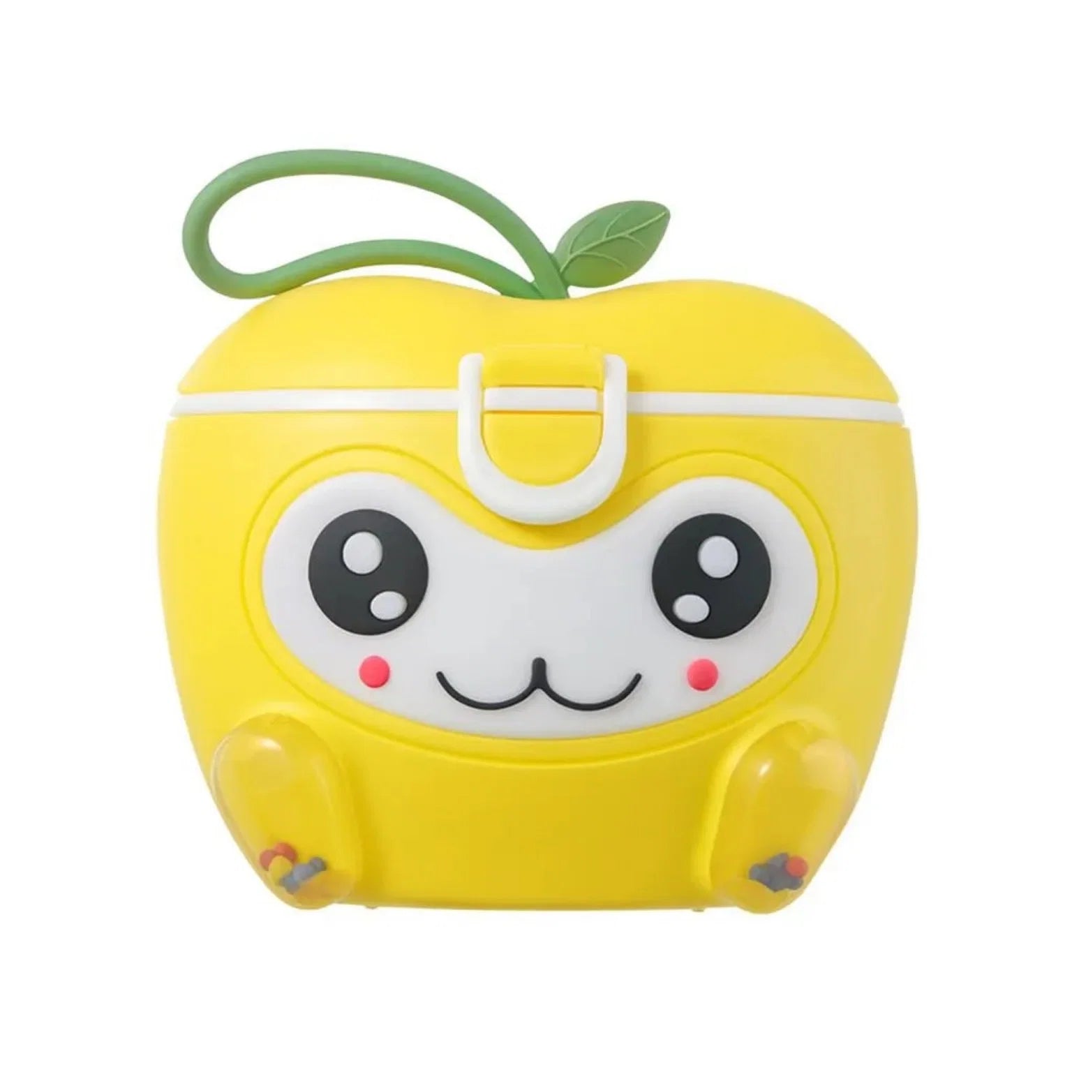 Yellow apple-shape baby milk powder container with secure lid