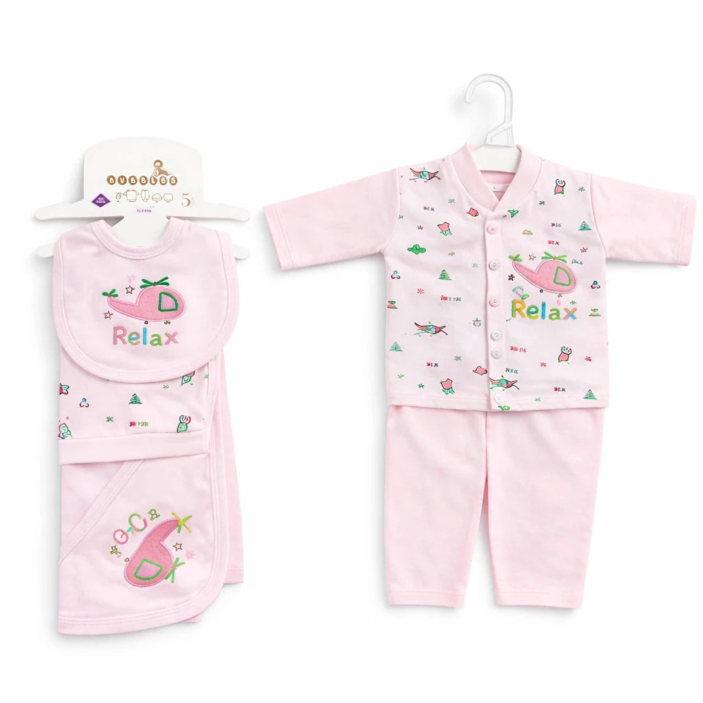 Relax Helicopter Baby Starter Set in Baby Pink with Coordinated Newborn Clothing