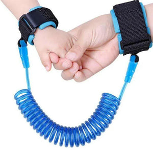 Blue child anti-lost wrist link safety strap for parent and toddler