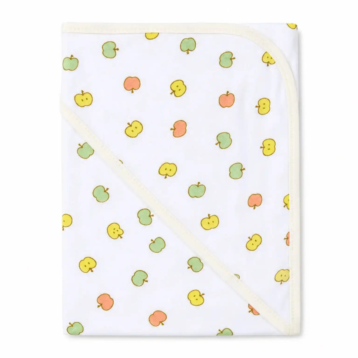 Baby wrapping sheet with yellow, green and peach apple print for newborns and infants