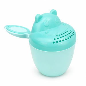 Mint green baby bath shower rinse cup with handle