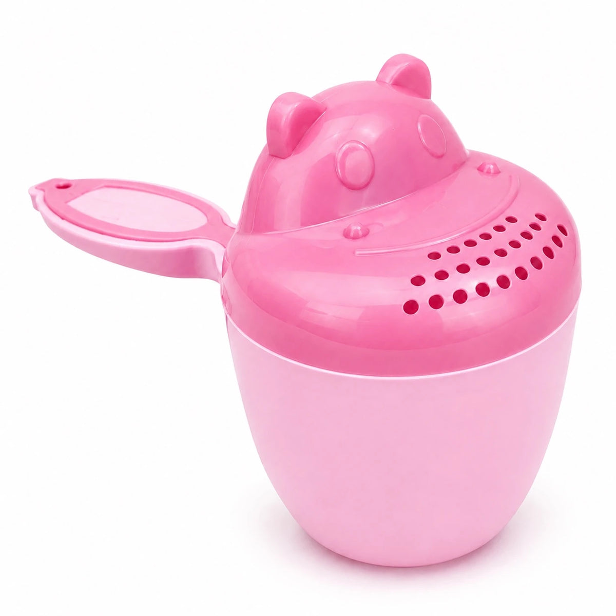 Pink baby bath shower rinse cup with handle