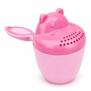 Pink baby bath shower rinse cup with handle