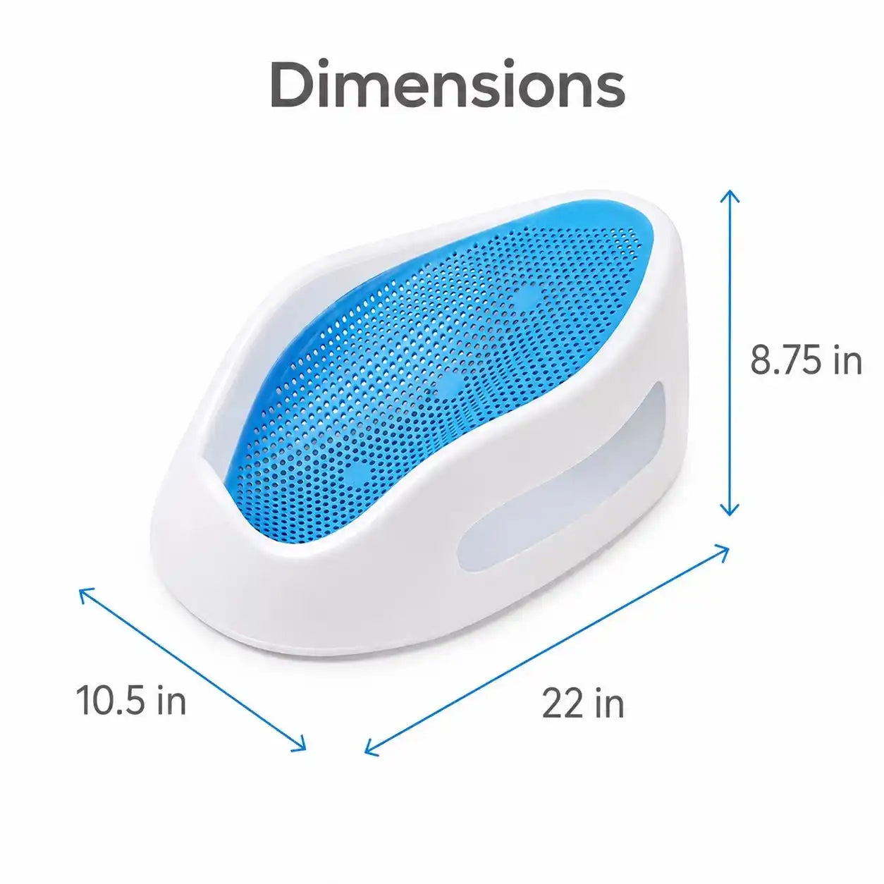 Baby bath support seat dimensions 22 x 10.5 x 8.75 inches