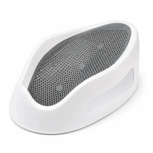 Grey baby bath support seat with perforated bathing insert