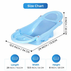 Blue Foldable Baby Bath Tub with Newborn Support and Foldable Design