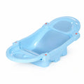 Foldable Baby Bath Tub in Blue with Newborn Support Seat and Drain System