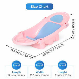 Pink Foldable Baby Bath Tub with Newborn Support and Foldable Design