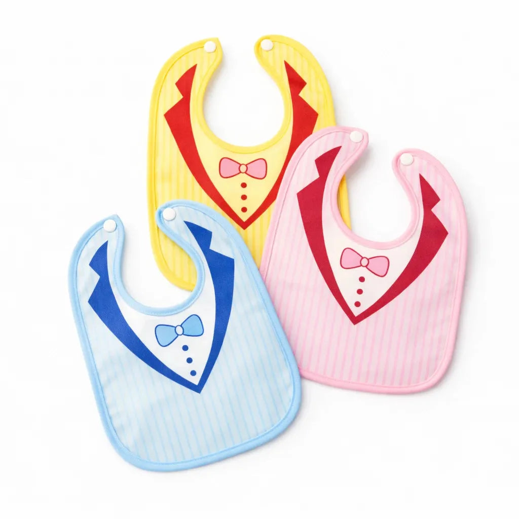 Pack of 3 baby bibs with tuxedo bow tie design