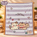 Double Ply Large Size Cute Cats Grey Baby Blanket 55 × 44 Inches