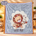 Double Ply Large Size Baby Blanket – Cute Lion Print Grey 55 × 45 Inches