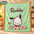 Double Ply Large Size Puppy and Chicks Green Baby Blanket 55 × 45 Inches