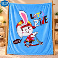 Double Ply Large Size Bunny Ride Blue Baby Blanket 60 × 50 Inches