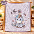 Double Ply Large Size Unicorn Baby Blanket 53 × 45 Inches Pastel Print