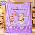 Double Ply Large Size Purple Teddy Bear Baby Blanket 45 × 55 Inches
