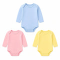 Baby long sleeve bodysuit pack of 3 in blue, pink and yellow