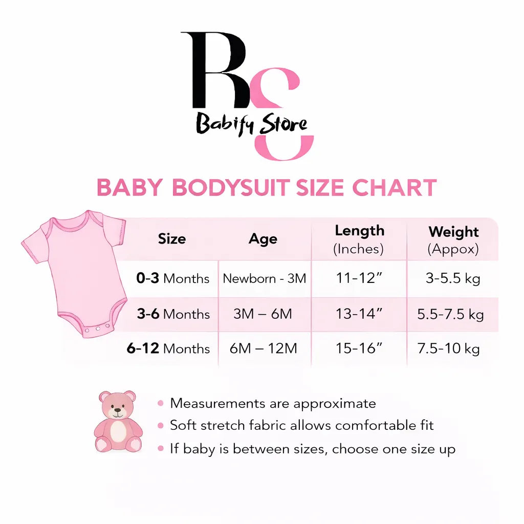 Baby bodysuit size chart for 0-3, 3-6 and 6-12 months – Babify Store 