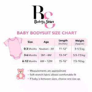 Baby bodysuit size chart for 0-3, 3-6 and 6-12 months – Babify Store 