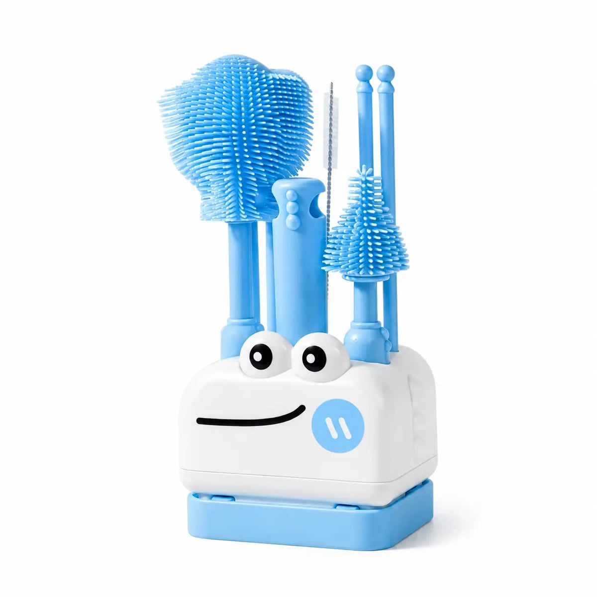 5 in 1 Baby Bottle Cleaning Brush Set with Silicone Brushes and Drying Stand