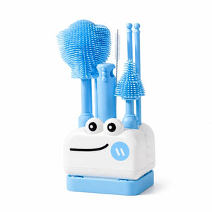 5 in 1 Baby Bottle Cleaning Brush Set with Silicone Brushes and Drying Stand