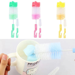 Baby bottle cleaning brush set for bottles, nipples and feeding accessories