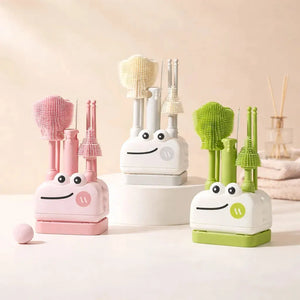 Baby Bottle Cleaning Brush Set Available in Multiple Colors with Organized Drying Stand