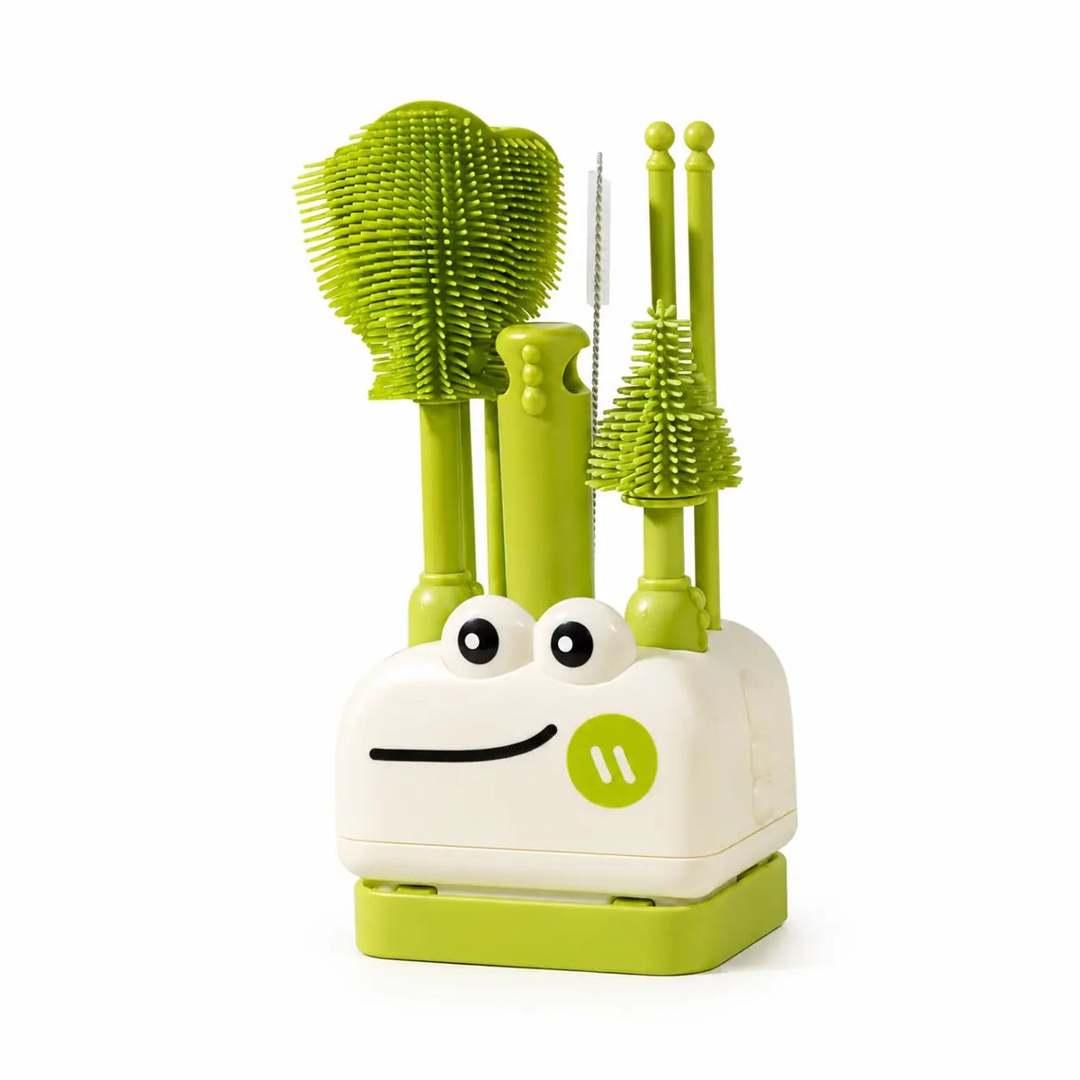 Green 5 in 1 Baby Bottle Cleaning Brush Set with Cleaning Accessories and Stand