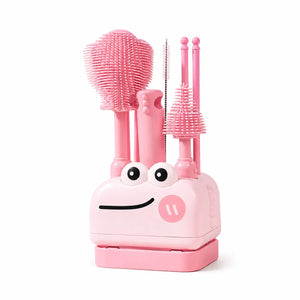 Pink 5 in 1 Baby Bottle Cleaning Brush Set for Feeding Bottles Nipples and Accessories
