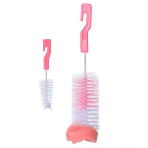 Pink baby bottle cleaning brush with durable nylon bristles