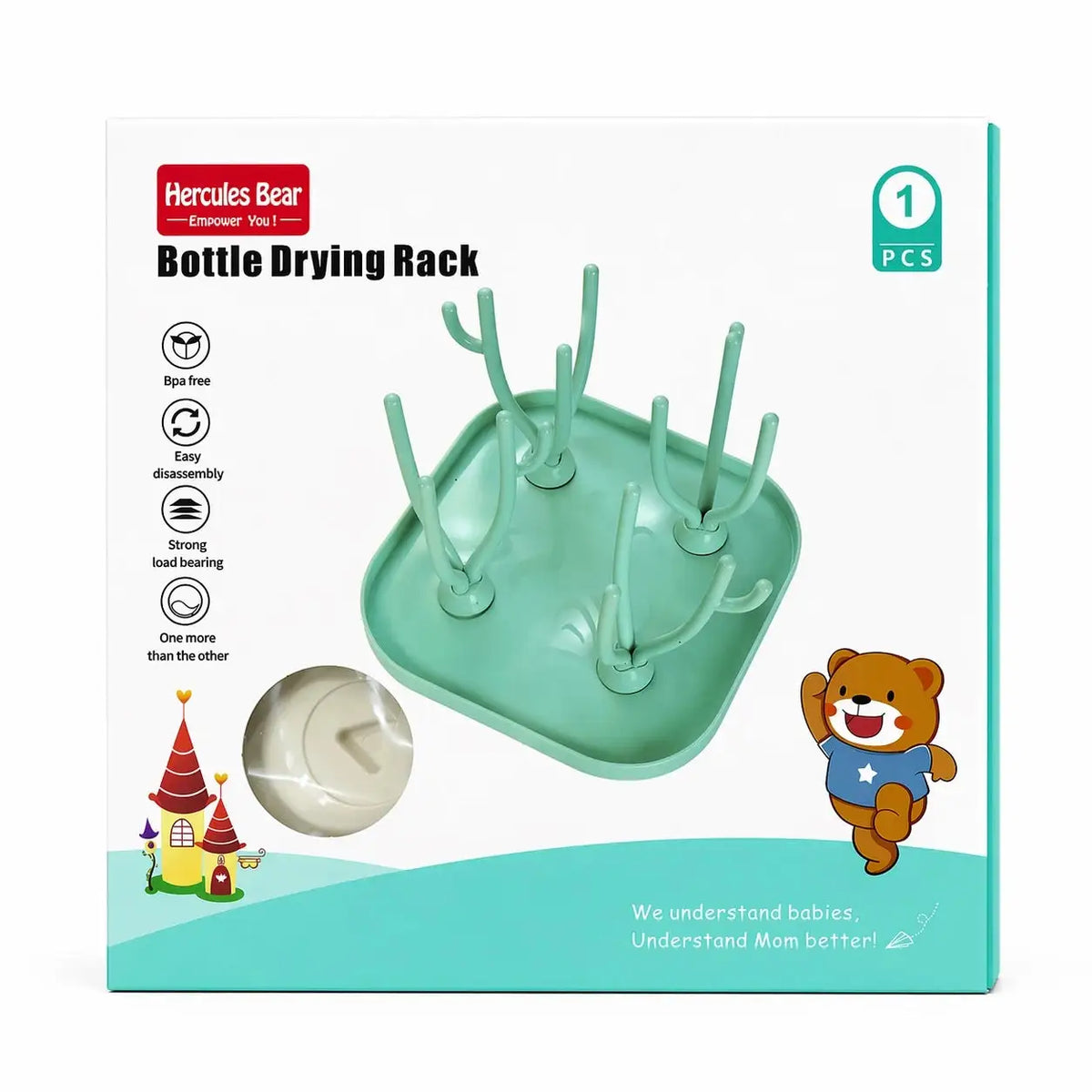 Portable Baby Bottle Drying Rack Packaging with Detachable Drying Stand for Bottles Nipples and Feeding Accessories