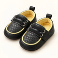 Black and Yellow Baby Boys Prewalker Shoes with Checkered Design and Strap Fastening Side Angle View