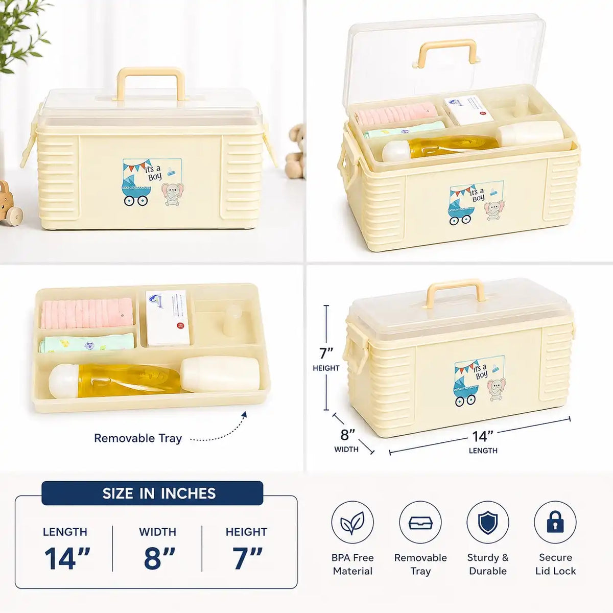 Multi-Purpose Baby Storage Accessories Box – Diaper & Essentials Holder - OFF White