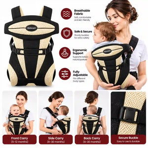 Breathable adjustable baby carrier with front side and back carrying positions
