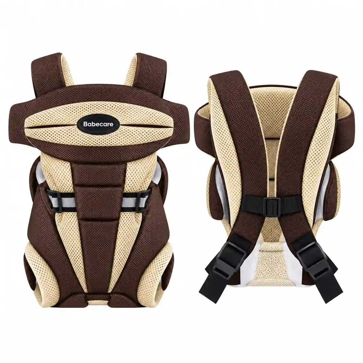 Baby Carrier Coffee & Beige Front and Back View in Pakistan